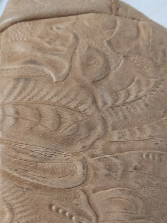 American Leather Embossed Floral Shoulder Bag in Tan - Picture 7 of 13